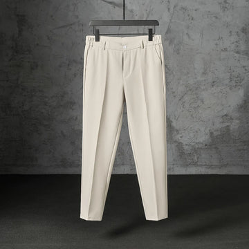 Riolio New Fashion Male Suit Pants Light Luxury Draped Cropped Button-down Business Casual Pants Premium Slim-fit Elegant Dress Trouser